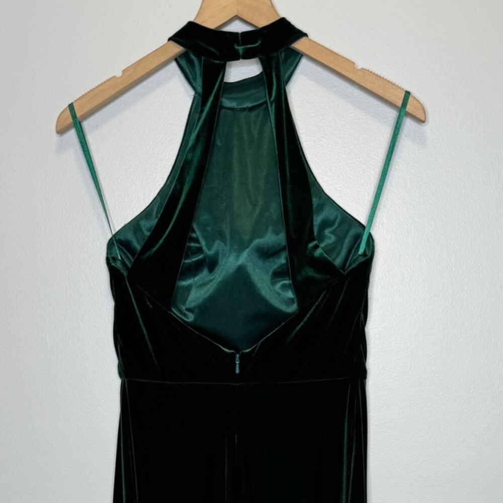 Revelry Tori Velvet Dress in Emerald 4 Halter Neck Open Back Bridesmaid Wedding - Picture 9 of 14